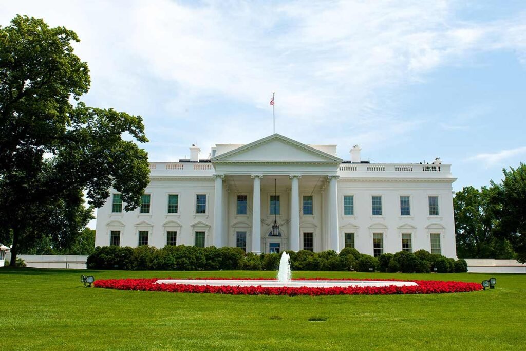 President Trump at the White House, April 2025, addressing trade and economic policies