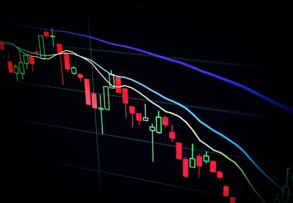 Stock market chart on a screen