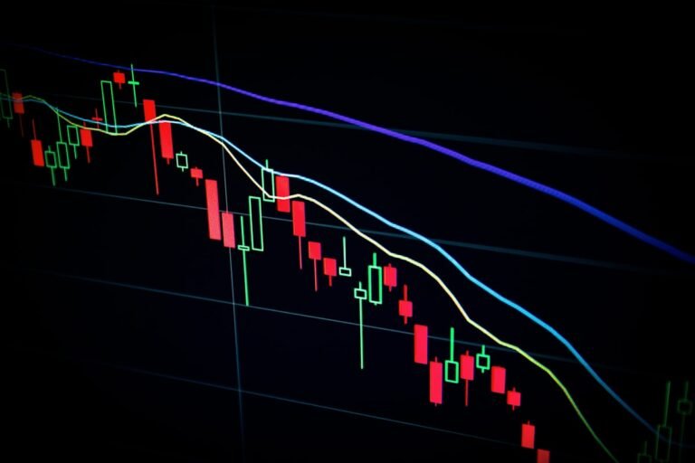 Stock market chart on a screen