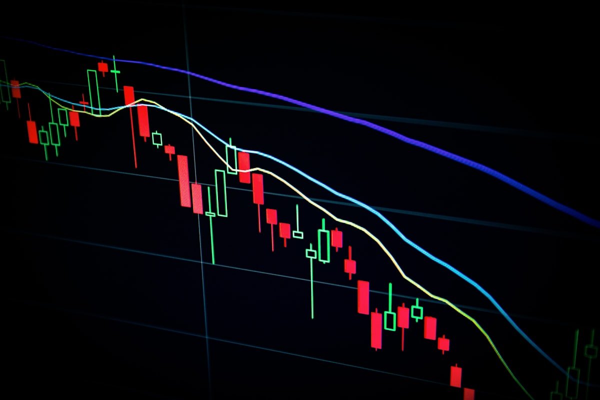 Stock market chart on a screen