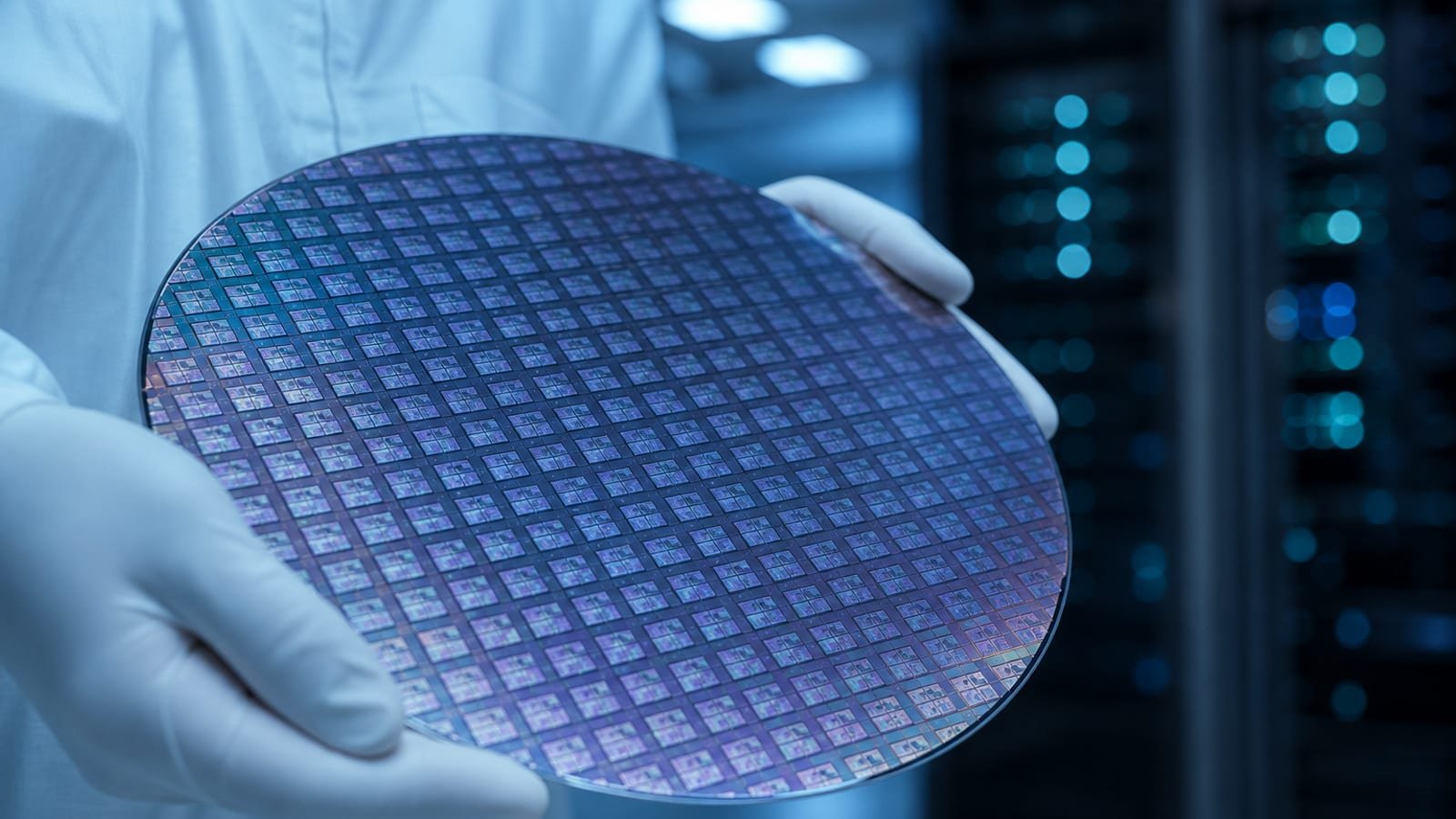 Semiconductor wafer in a cleanroom