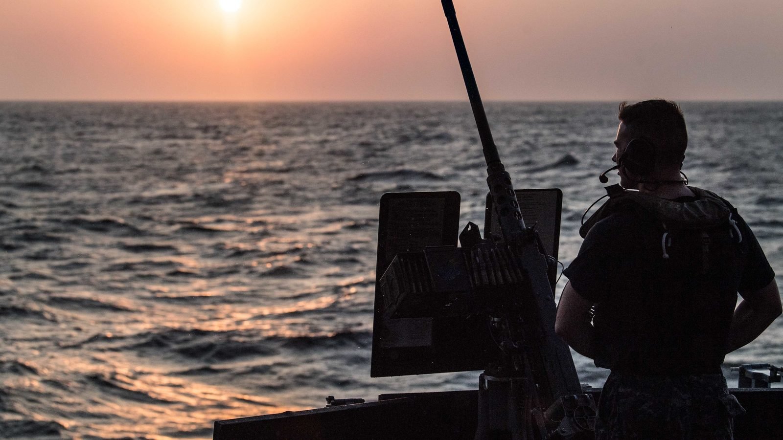 USS Jason Dunham (DDG-109) transiting the Bab al-Mandeb Strait, Oct. 7, 2018. U.S. Navy photograph by Mass Communication Specialist 3rd Class Jonathan Clay, public domain.